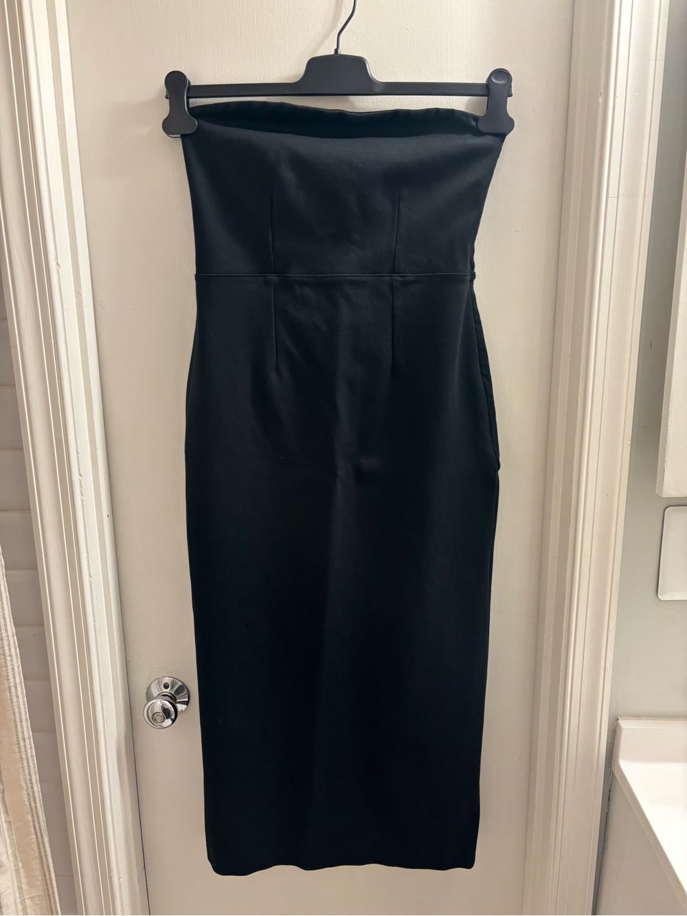 Everlane Black Strapless Midi Dress Size M Organic Cotton